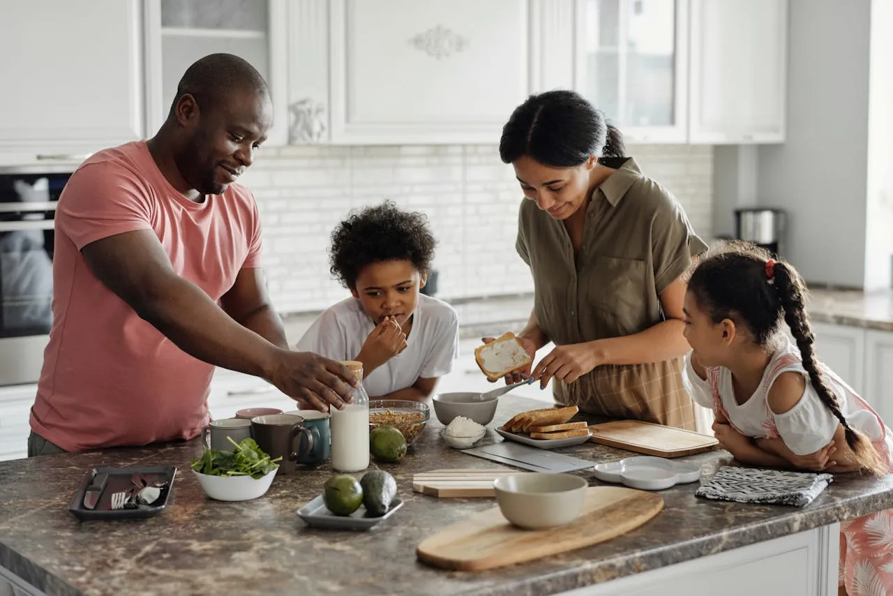 Healthy meal preparation in a bright kitchen