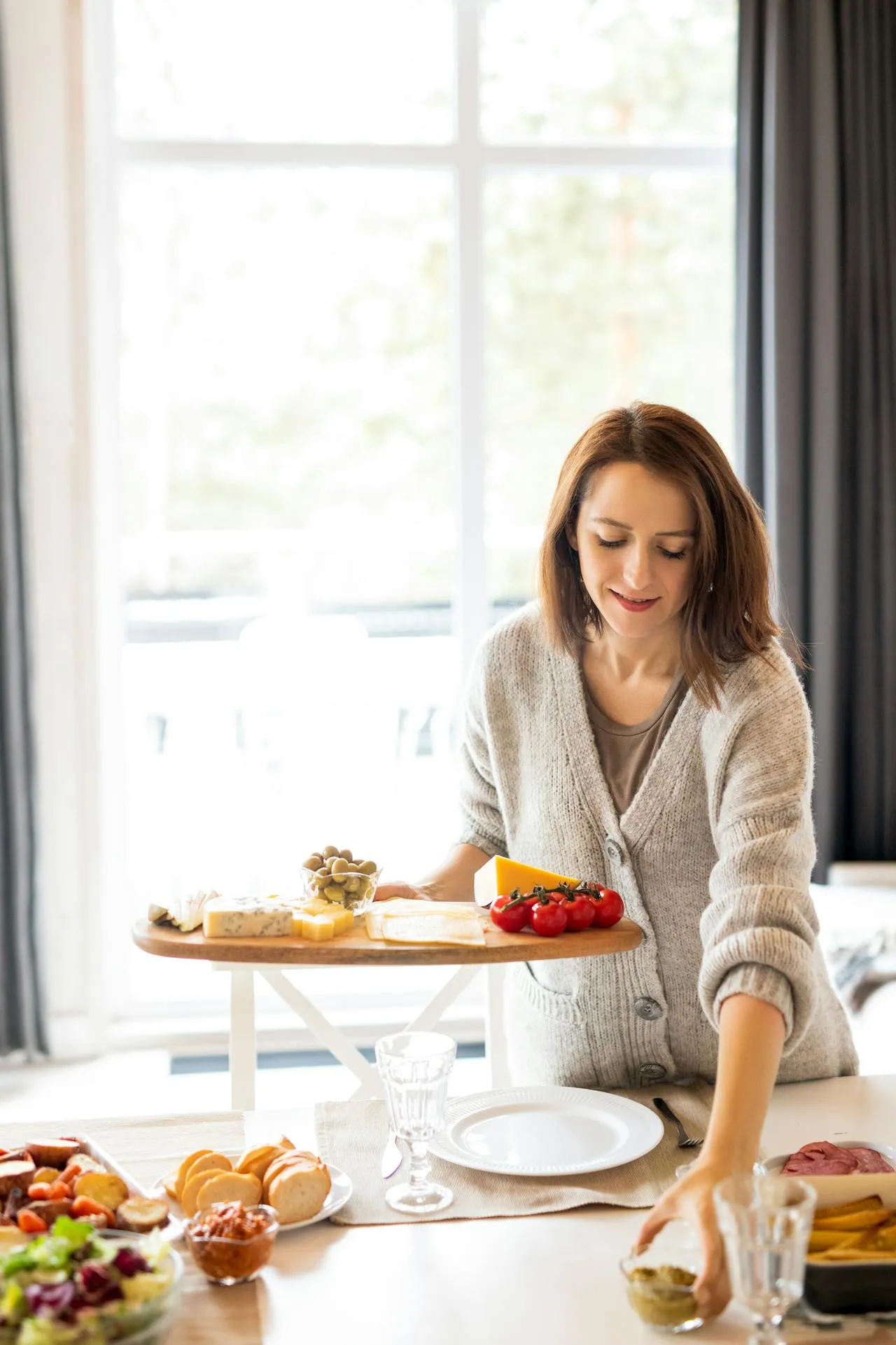 Bright kitchen scene with healthy food and natural light